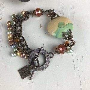 Handcrafted Multi Strand Pearl Bracelet